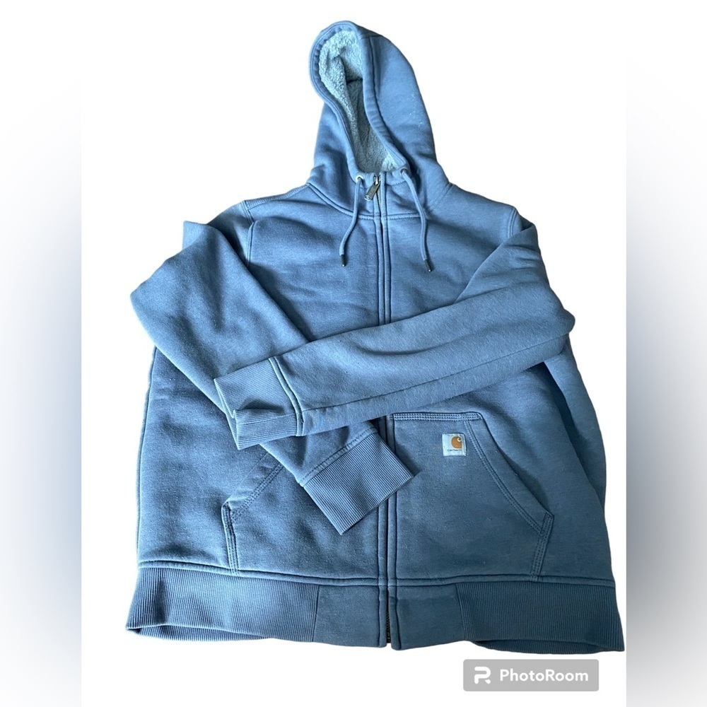 Carhartt Blue/Grey Fleeced Lined Zip-up Hoodie Jr Size Large (unisex)